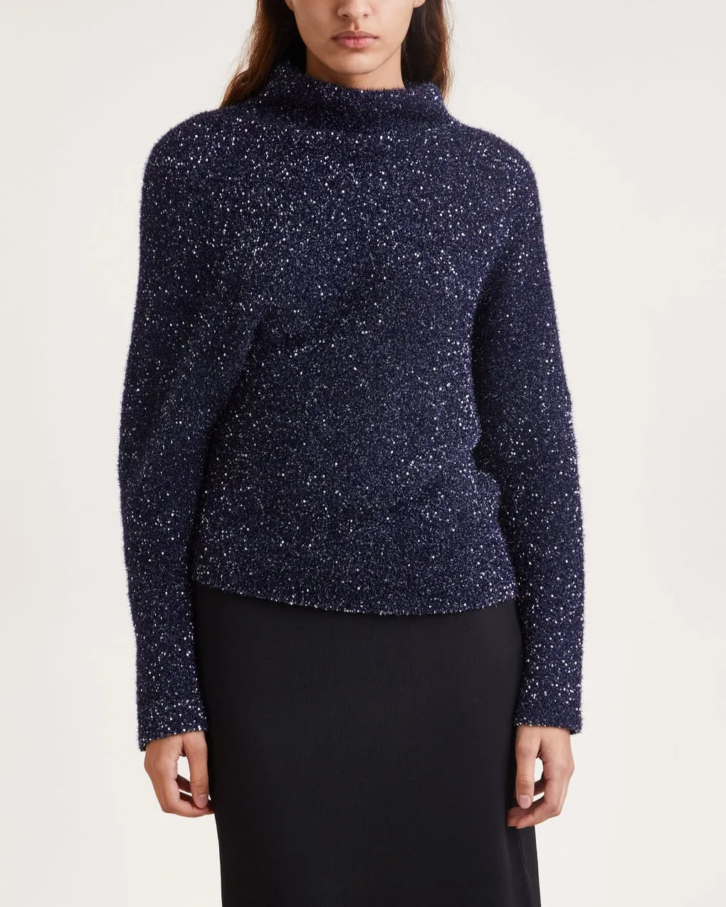 Proenza Schouler   Sweater Technical Sequin Navy 